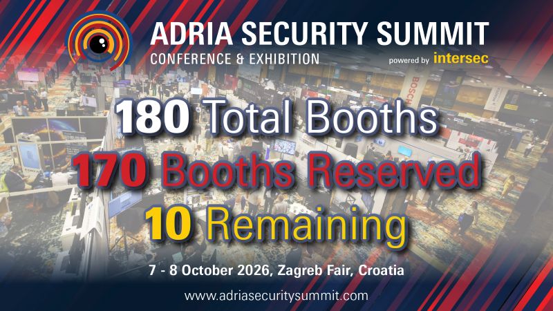 Banner showing the exhibition booths availability as well as real booths as background
